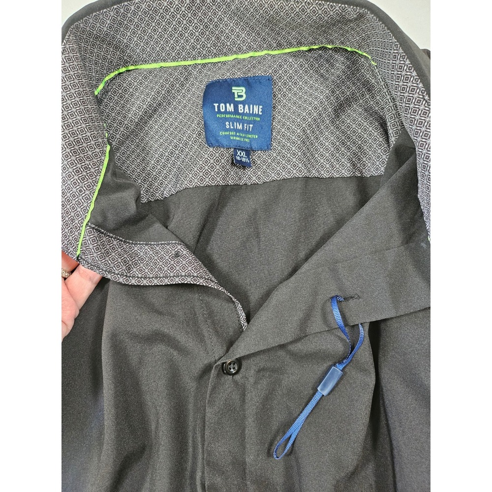 Tom Baine‎ Performance Slim Fit Shirt Black 4-Way Stretch Wrinkle Free XXL NWOT - Picture 11 of 11